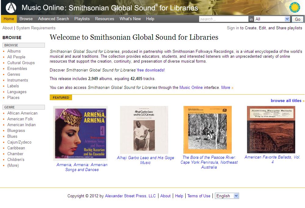 En Demo se encuentra la Base de Datos de Música en línea. Disponible hasta el 16 de noviembre.